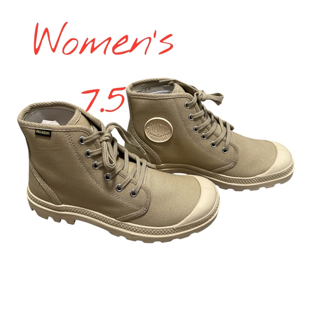 Palladium Women 7.5 Mens 6 Sand Shoes Ankle Canvas High Top Lace Up Trainers - Picture 2 of 12